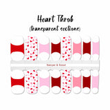 Red, white and pink hearts on a transparent background with French tips nail wrap nail designs