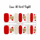 Red and gold glitter Valentine's Day nail wrap nail designs