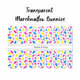 Colorful marshmallow bunnies on a transparent background nail wrap nail design.  