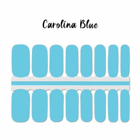 Solid Carolina blue nail wrap nail design. 