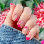 Pink countour curves with a thin flowing silver glitter line on each nail wrap with transparent backing nail design