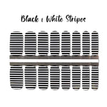 Black and white stripes nail wrap nail design. 