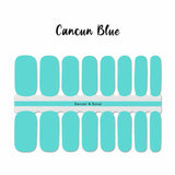 Solid Cancun blue nail wrap nail design. 