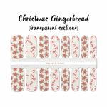 Combination of candy canes, gingerbread men cookies and snowflakes Christmas nail wrap nail design