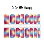 Airbrush style mix of red, yellow and blue nail wrap nail design