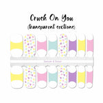 Pastel combo French tips with hearts accent on a clear background nail wrap nail design