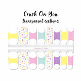 Pastel combo French tips with hearts accent on a clear background nail wrap nail design