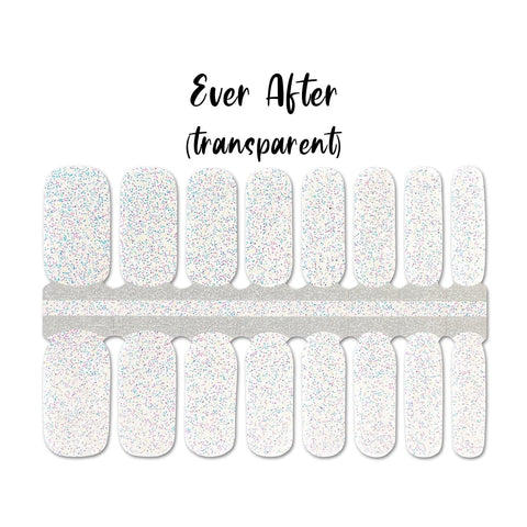 Colorful glitter specks on a transparent background nail wrap nail design