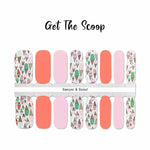 Ice cream cone graphics with light orange and pink accent nails nail wrap nail design