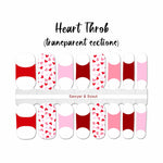 Red, white and pink hearts on a transparent background with French tips nail wrap nail designs