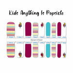  Kids popsicle, colorful stripes with magenta and blue solids nail wrap nail designs