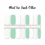 Solid mint and solid white with shimmer accents nail wrap nail designs