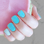 Solid turquois green mint with silver glitter accent nail wrap nail designs