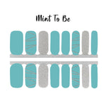 Solid turquois green mint with silver glitter accent nail wrap nail designs
