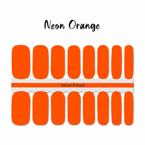 Solid neon orange nail wrap nail design