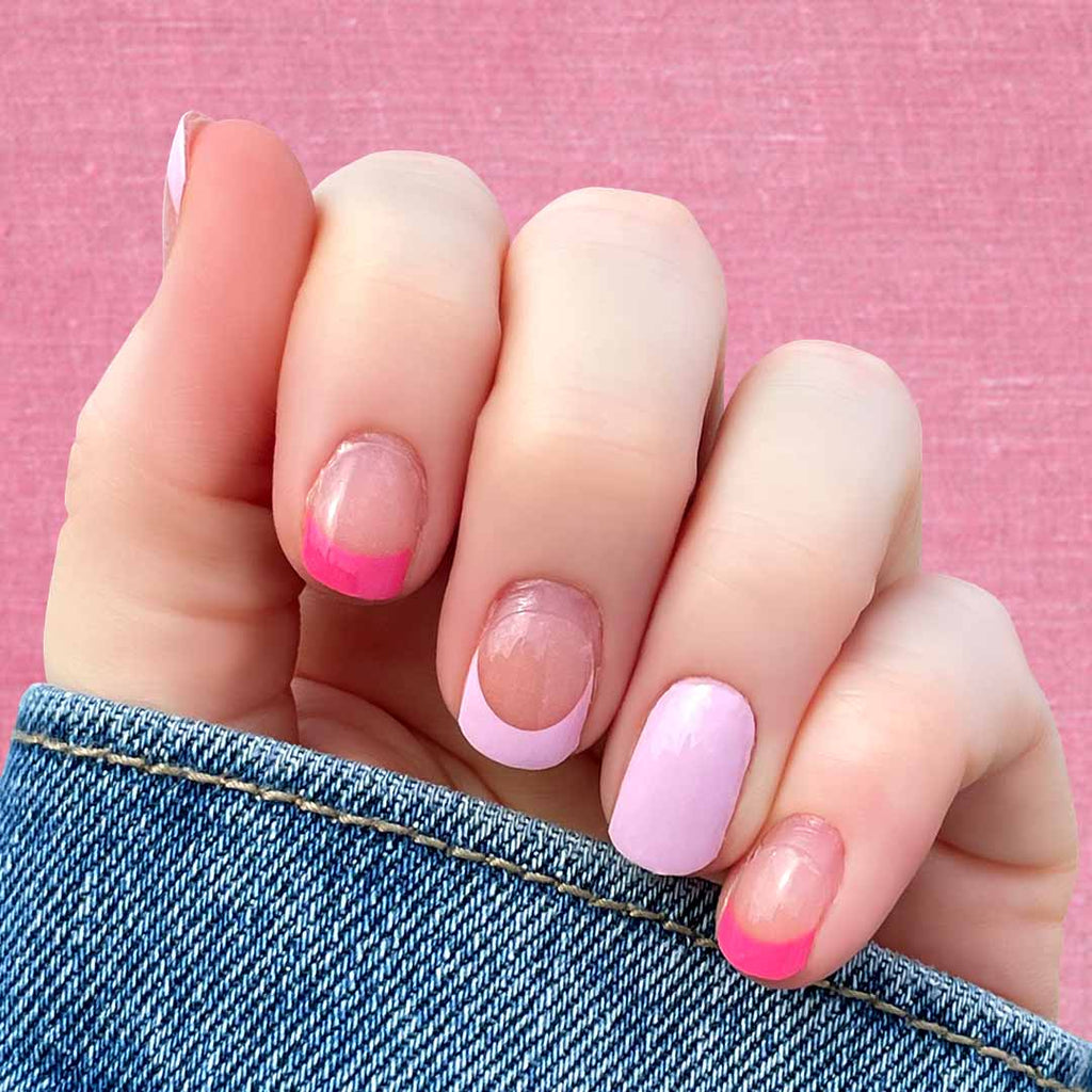 Closeup woman hand with soft pink nail polish on fingernails. Soft pink nail  manicure with gel polish at luxury beauty salon. French manicure. Nail art  and design. Female hand model. Generative AI.