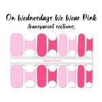 Combination of solid light and dark pink with light and dark pink French tips nail wrap nail design