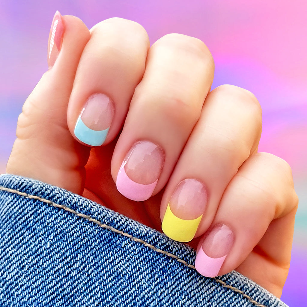 Hands With Pastel Nail Polish On Multicolored Background Stock Photo -  Download Image Now - iStock
