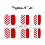 Peppermint Twist Nail Wraps 100% Nail Polish Stickers Nail Strips