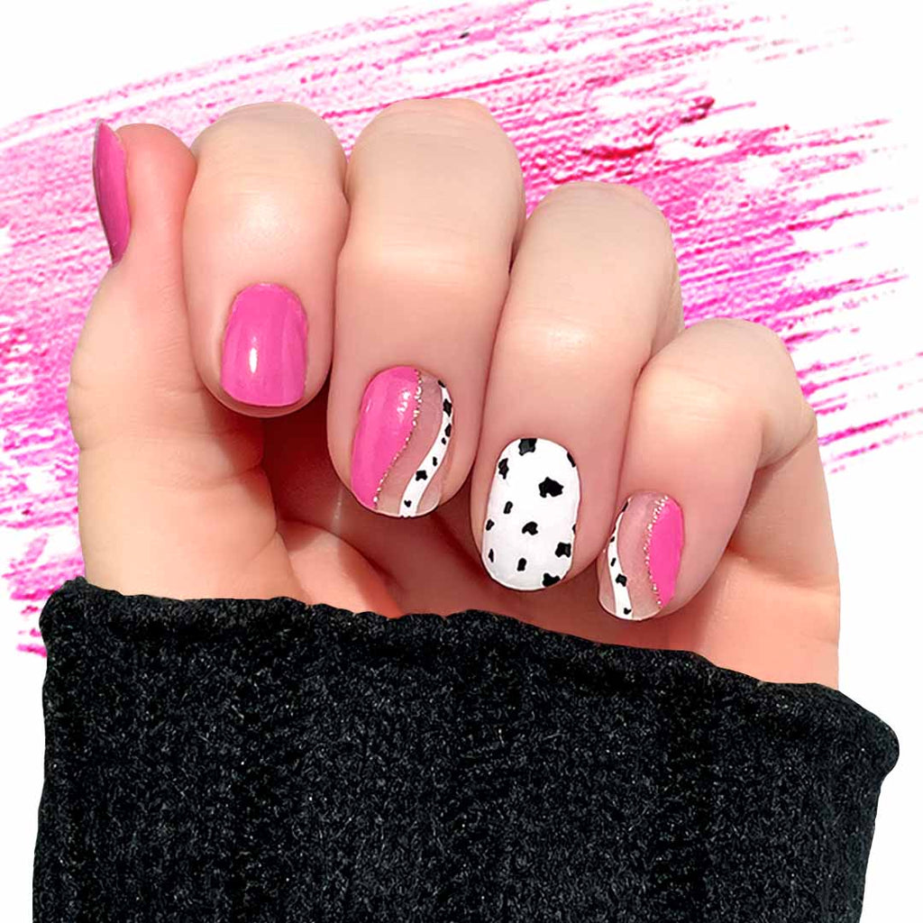 Hot pink nails | Pink black nails, Hot pink nails, Concert nails